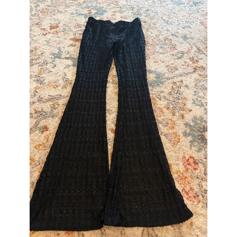 Joe B by Joe Benbasset Black Lace Flare Pants Festival Bell Bottoms Medium